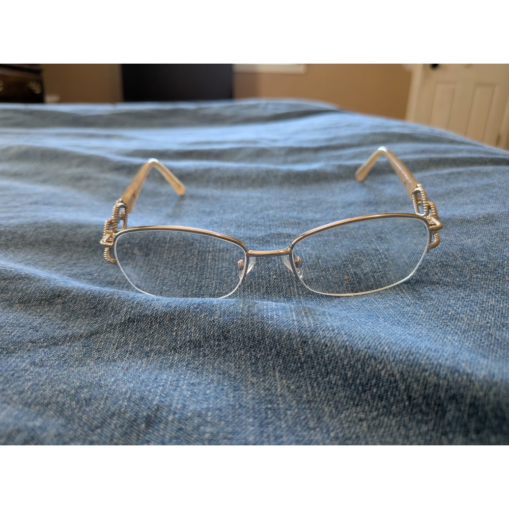 Oleg Glasses Women Silver Tone Gold Tone Embellished Eyeglasses Frames 51-17